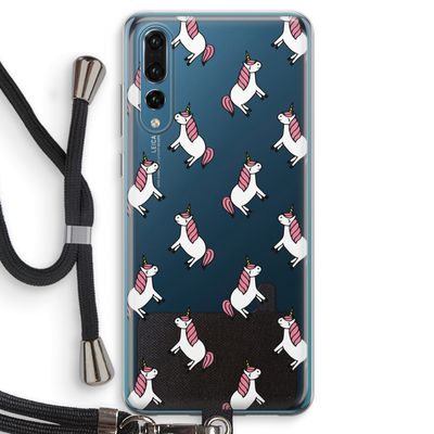 Eenhoorns overal: Huawei P20 Pro Transparant Hoesje met koord