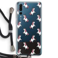 Eenhoorns overal: Huawei P20 Pro Transparant Hoesje met koord