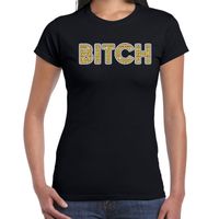 Fout BITCH t-shirt met goudkleurige print zwart voor dames 2XL  - - thumbnail