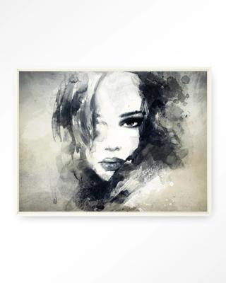 Urban Cotton Wandkleed 'The Look' 80 x 110cm in Floating Frame - off white