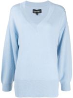 Cynthia Rowley ribbed-trim V-neck jumper - Bleu