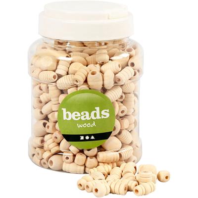Creativ Company Houten kralen, afm 5-28 mm, gatgrootte 2,5-3 mm, 175 gr, 400 ml/ 1 emmer