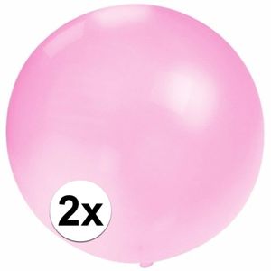 2x Feest mega ballonnen baby roze 60 cm   -