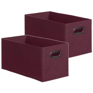 Set van 4x stuks opbergmand/kastmand 7 liter aubergine paars linnen 31 x 15 x 15 cm