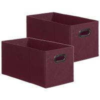 Set van 4x stuks opbergmand/kastmand 7 liter aubergine paars linnen 31 x 15 x 15 cm - thumbnail