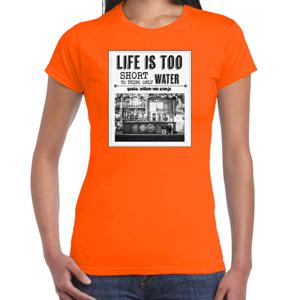 Koningsdag verkleed T-shirt voor dames - vintage poster - oranje - feestkleding