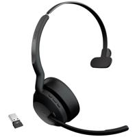 Jabra Evolve2 55 MS On Ear headset Telefoon Bluetooth Mono Zwart Noise Cancelling, Ruisonderdrukking (microfoon) Headset, Mono