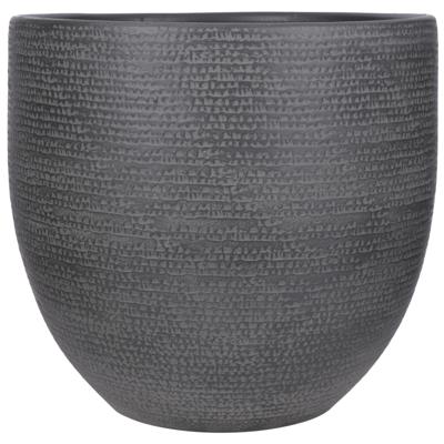 Mica Decorations Plantenpot/bloempot - Carrie - terracotta - zwart - flakes patroon - D39 x H36 cm