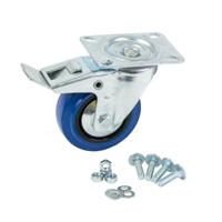 DuraTruss Zwenkwiel 100mm geremd blauw met schroevenset