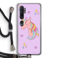 Roze eenhoorn: Xiaomi Mi Note 10 Transparant Hoesje met koord