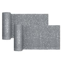 Tafelloper op rol - 2x - zilver glitter - smal 18 x 500 cm - polyester