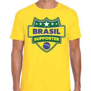 Brazilie / Brasil schild supporter t-shirt geel voor heren