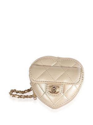 CHANEL Pre-Owned pochette matelassée à design cœur - Or