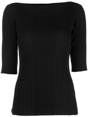 Calvin Klein haut nervuré à encolure bateau - Noir