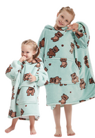 Fleece deken met mouwen & capuchon - kind - beren