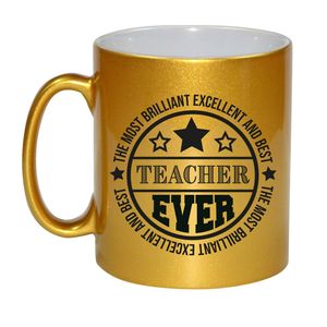 Bellatio Decorations Cadeau koffie/thee mok voor leraar - beste leraar - goud - 300 ml   -