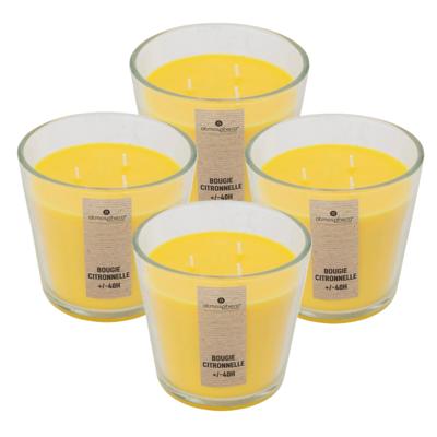 Atmosphera Candles Geurkaars - 4x - in glas - citronella aroma - 40 branduren - 13 x 12 cm
