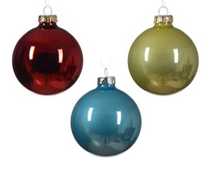 Kerstbal glas d8 cm ass 16st kerst - Decoris