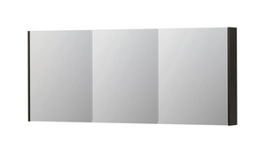 INK SPK2 spiegelkast met 3 dubbelzijdige spiegeldeuren, 6 verstelbare glazen planchetten, stopcontact en schakelaar 180 x 14 x 73 cm, intens eiken