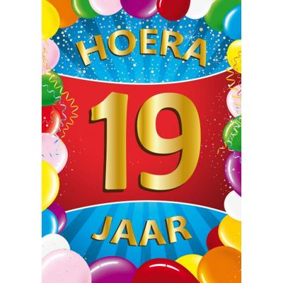 19 jaar verjaardag versiering poster - 59 x 84 cm - leeftijd feestartikelen