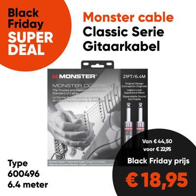 Monster Cable Classic Gitaarkabel 6.4 Meter Recht/Rechte Pluggen 600496 - Aanbieding