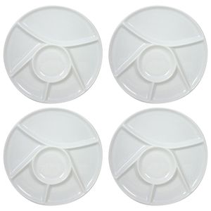 6x stuks porseleinen fondue/gourmet bord 6-vaks rond 23 cm