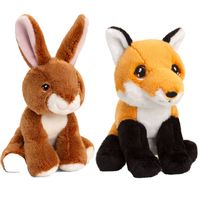 Pluche knuffels konijn en rode vos bosdieren vriendjes 12 cm - Knuffeldier - thumbnail