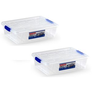 12x Opslagbakjes/organizers met deksel 500 ml 16 cm transparant