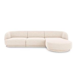 Micadoni Miley Hoekbank met Chaise Longue Rechts - Chenille - Crème