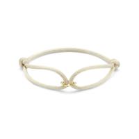Beige Satijnen Armband met 14k Gouden Bloem - Verstelbaar 13-26 cm