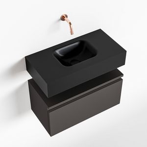 Toiletmeubel Mondiaz Andor | 60 cm | Meubelkleur Dark grey | Lex vrijhangend wastafel Urban Midden | Zonder kraangat