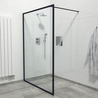 Saniclass Bellini Inloopdouche - 140x200cm - veiligheidsglas - mat zwarte lijst rondom - anti kalk Mirrors-140 - thumbnail