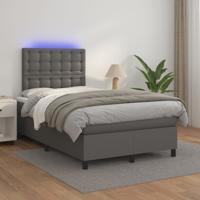 Boxspring met matras en LED kunstleer grijs 120x200 cm