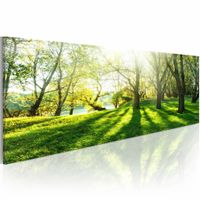 Schilderij - Zonnestraal in het Bos, Groen, 1luik , premium print op canvas - thumbnail