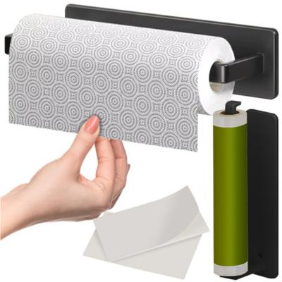 Ruhhy Keukenrol houder - metaal - zwart - 25 x 7 x 5 cm - monteren zonder gereedschap