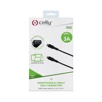 Celly - Power Delivery USB-Kabel Type-C to Type-C, 1 meter, Zwart - Rubber - Celly - thumbnail