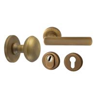 Hardbrass Voordeurset Saturnus/Shadow 3-delig linkswijzend - mat brons Hardbrass Voordeurset Saturnus/Shadow 3-delig linkswijzend - mat brons