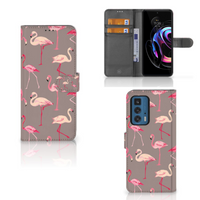 Motorola Edge 20 Pro Telefoonhoesje met Pasjes Flamingo - thumbnail