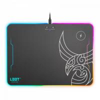 L33T Gaming 160378 kvennavagn rgb hard gaming mat w/ qi charge, 355 x 255 x 5.8 mm, black
