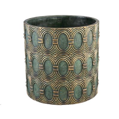 Kamilla Groene cementen ronde pot goud art deco groot L