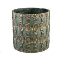 Kamilla Groene cementen ronde pot goud art deco groot L