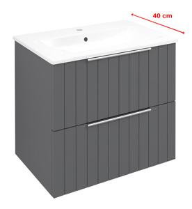 Sapho Cirasa Compact wastafel onderkast met ribbelfront 60x39x54cm antraciet