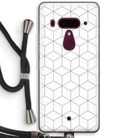 Zwart-witte kubussen: HTC U12+ Transparant Hoesje met koord