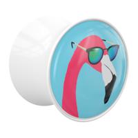 Double Flared Plug met Flamingo Design Acryl Tunnels & Plugs - thumbnail