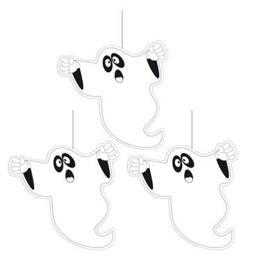 Hangende spook-geest - 3x - papier - brandvertragend - 20 cm - halloween