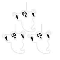 Hangende spook-geest - 3x - papier - brandvertragend - 20 cm - halloween
