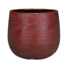 Mica Decorations Plantenpot - bordeaux rood - keramiek - 19x21 cm   -