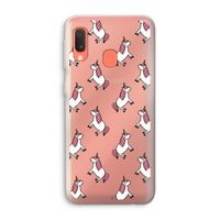 Eenhoorns overal: Samsung Galaxy A20e Transparant Hoesje