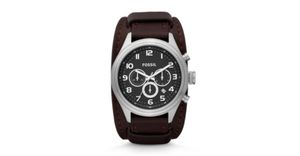 Horlogeband Fossil BQ1034 Onderliggend Leder Bruin 22mm