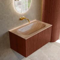 Badmeubel Mondiaz Kurve-Dlux | 80 cm | Meubelkleur Ruby | Wastafelkleur Saba | Solid surface | Wasbak midden spoelbak | Zonder kraangat(en)